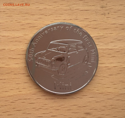 Крона Шайба Олдерни 5 фунтов 2009 50 лет выпуска Мини авто - IMG_2384.JPG