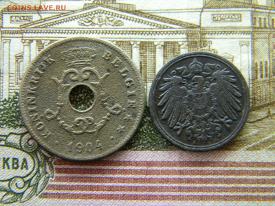 бельгия 10 центов 1904,  1 пфенинг 1907 до  24.02 в 22.00 - Изображение 8952