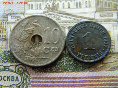 бельгия 10 центов 1904,  1 пфенинг 1907 до  24.02 в 22.00 - Изображение 8951