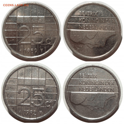 ФИКС 25 центов Нидерланды 1950-1992 гг. до 24.02.21 в 22:00 - CollageMaker_20201219_003155737