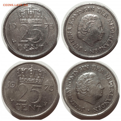 ФИКС 25 центов Нидерланды 1950-1992 гг. до 24.02.21 в 22:00 - CollageMaker_20201219_001410559