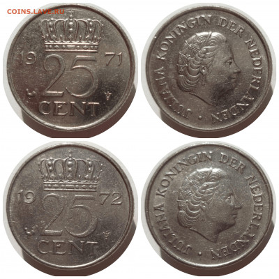 ФИКС 25 центов Нидерланды 1950-1992 гг. до 24.02.21 в 22:00 - CollageMaker_20201219_001339047
