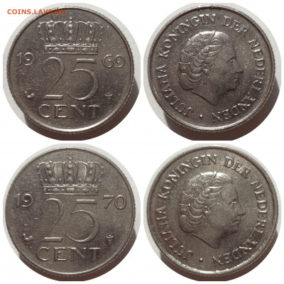 ФИКС 25 центов Нидерланды 1950-1992 гг. до 24.02.21 в 22:00 - CollageMaker_20201219_001317988