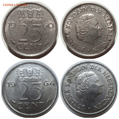 ФИКС 25 центов Нидерланды 1950-1992 гг. до 24.02.21 в 22:00 - CollageMaker_20201219_001246665