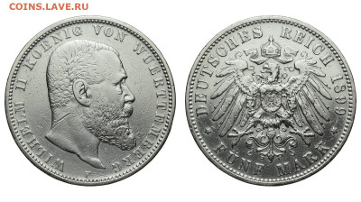 Вюртемберг. 5 марок 1899 г. Вильгельм II. До 25.02.21. - Р466.JPG