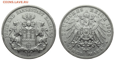 Гамбург. 3 марки 1909 г. До 25.02.21. - Р490.JPG