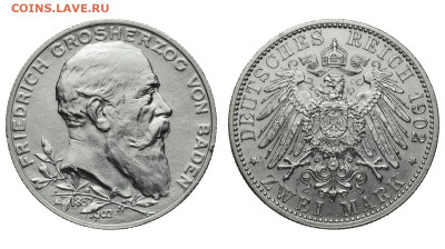Баден. 2 марки 1902 г. 50 лет правлению. До 25.02.21. - Р545.JPG