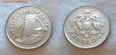 Иностранные монеты по фиксированной цене - БАРБАДОС 25 центов 2008 20190128_1437