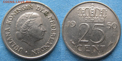 Нидерланды 25 центов 1950 до 03-03-21 в 22:00 - Нидерланды 25 центов 1950    9927