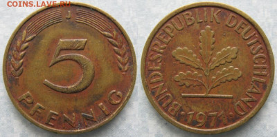 Ходячка ФРГ 5 пфеннигов 1949-1995г. - 49.34. -ФРГ 5 пфеннигов 1971 J    6843