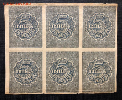 5 рублей 1920 года часть листа в состоянии. - 8D7D1D64-72CA-463A-A966-1832D6A6B749