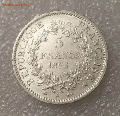 Франция. Третья Республика. 5 ФРАНКОВ 1875 года. - 5фр1875 (3)
