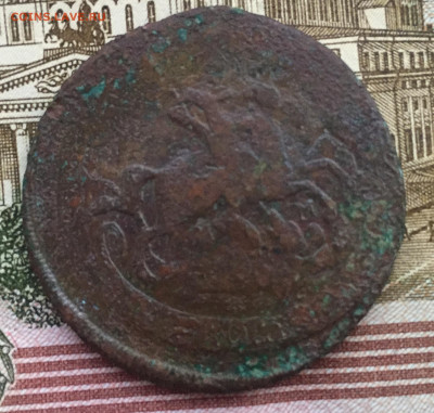 2 копейки 1763 года перечекан до 4 марта 23:00 мск - 2 коп 1763 перечек (3).JPG