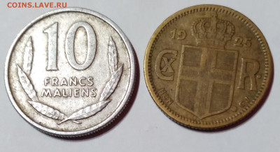 Мали 10 фр. 1961г.,Исланд. 1 крона 1925г. до 7.03.21г.22:00 - 20210302_221709