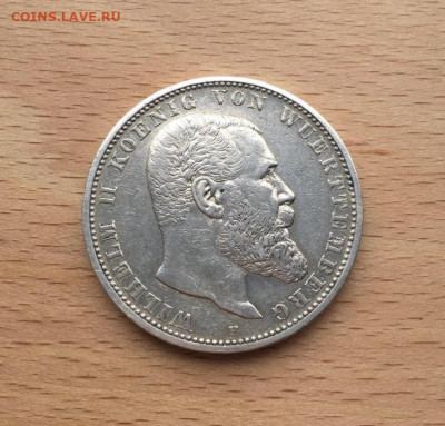 Крона Шайба Германская империя 5 марок 1903 Вюртемберг - krona_shajba_germanskaja_imperija_5_marok_1903_vjurtemberg_germanija_serebro (2)