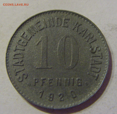 Нотгельд 10 пф 1920 Карлштадт №1 09.03.21 22:00 М - CIMG9855.JPG