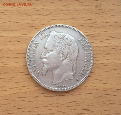 Франция 5 франков 1870 Серебро Крона Шайба Наполеон 3 - francija_5_frankov_1870_serebro_krona_shajba_napoleon_3