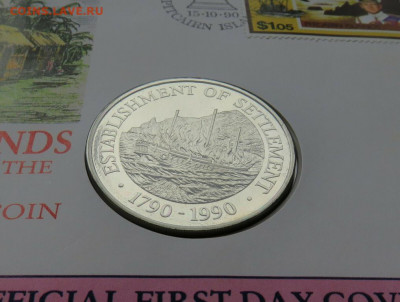 КПД Острова Питкэрн 1 доллар 1990 создание поселения корабль - kpd_ostrova_pitkern_1_dollar_1990_sozdanie_poselenija_korabl_parusnik_flot_krona_shajba_konvert_marki (2)