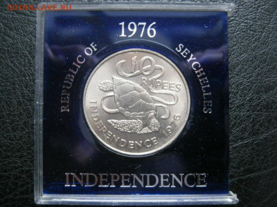 Крона Шайба Сейшелы 10 рупий 1976 Декларация независимости ч - krona_shajba_sejshely_10_rupij_1976_deklaracija_nezavisimosti_cherepakha_pamjatnaja_korobka_fauna_zhivotnye