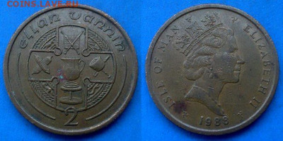 Остров Мэн - 2 пенса (АС) 1988 (Кельтский крест) до 11.03 - Остров Мэн 2 пенса, 1988 AC