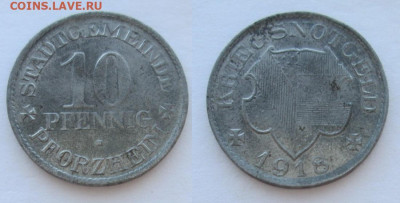 Нотгельды Германии. Обзорная тема. - 10 пф. 1918г. Пфорцхайм, железо.JPG