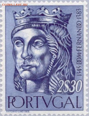 Досчитаем до 10 000 или более - 1383 Марка. Португалия. Фернанду I — девятый король Португалии с 1367 года.