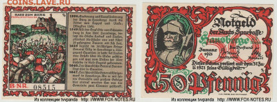 Досчитаем до 10 000 или более - 1390 нотгельд 50 пфеннигов 1921. Германия. г. Хаусберг (Вестфалия).