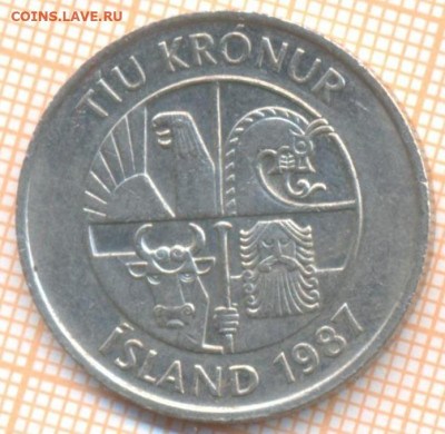 Исландия 10 крон 1987 г., до  12.03.2021 г. 22.00 по Москве - Исландия 10 крон 1987  2842