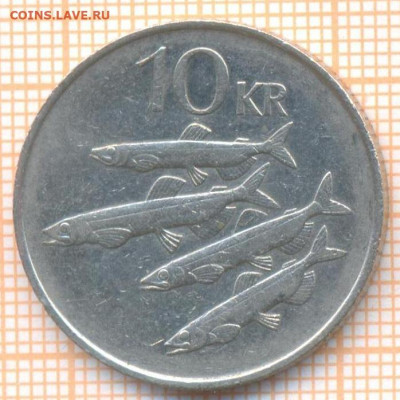 Исландия 10 крон 1987 г., до  12.03.2021 г. 22.00 по Москве - Исландия 10 крон 1987  2842а