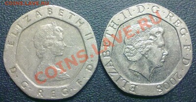 БРИТАНИЯ 20 пенсов 1982, 2008г. + БОНУС!!! (304) - а304_20п82,08