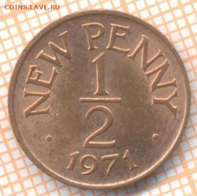 2 пенни 1971 г., до 13.03.2021 г. 22.00 по Москве - Гернси полпенни 1971 2850