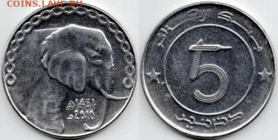 Досчитаем до 10 000 или более - 1431 монета Алжир 5 динаров, 2010