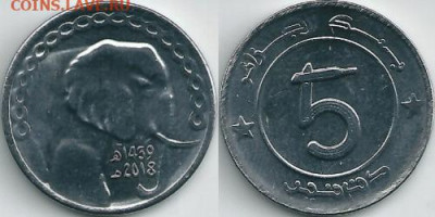 Досчитаем до 10 000 или более - 1439 монета Алжир 5 динаров, 2018
