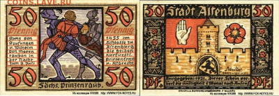 Досчитаем до 10 000 или более - 1455 нотгельд 50 пфеннигов 1921. Германия. г. Альтенбург (Тюрингия). в