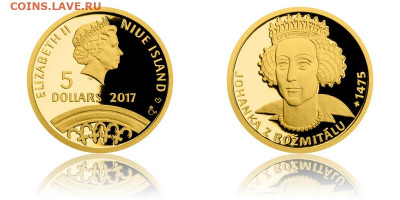 Досчитаем до 10 000 или более - 1475 монета Ниуэ. Йоханка. 5 долларов 2017. Золото 999,9. 12,44 гр. 16 мм. Тираж 100 шт.