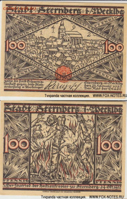 Досчитаем до 10 000 или более - 1492 нотгельд 100 пфеннигов 1921. Германия. г. Штернберг (Мекленбург-Шверин).
