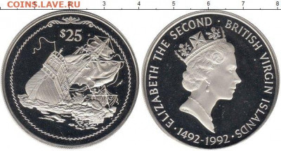 Досчитаем до 10 000 или более - 1492 монета Британские Виргинские острова