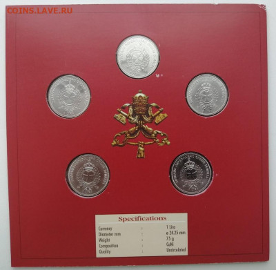 МАЛЬТИЙСКИЙ ОРДЕН 1 лира 2005 Набор из 5 монет (Поп) - 1