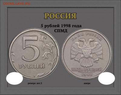 О фотографировании монет - 5 рублей 1998 спмд шт.3 рамка иная — копия