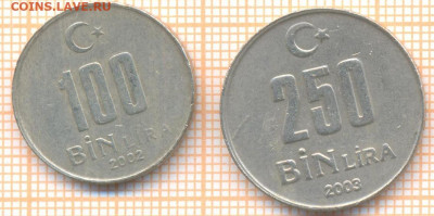 Турция 100тыс лир 2002, 250тыс лир 2003 г., до 17.03.2021 г. - Турция 2 мон 2888