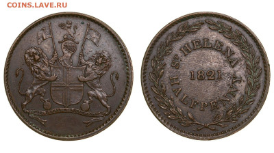 2 пенни 1821 года. - Св Елены