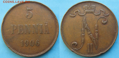 Финляндия 5 пенни 1906 до 18-03-21 в 22:00 - Финляндия 5 пенни 1906    3211