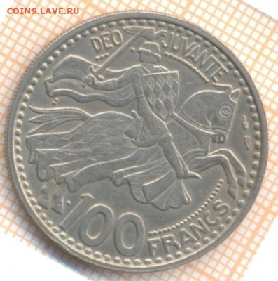 Монако 100 франков 1950 г., до 19.03.2021 г. 22.00 по Москве - Монако 100 франков 1950 2534а