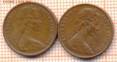 Австралия 1 цент 1966,1981 г., фикс - 15 руб - Австралия 1 цент 1966 1981  2933