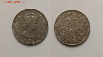 Британские Сейшелы 25 центов 1954 года - 17.03 22:00мск - IMG_20210227_170827
