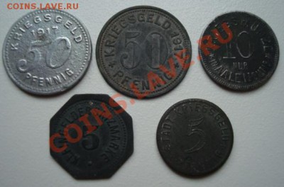 Нотгельды.( 5 шт ) 1917 г. Германия. - Изображение 3484