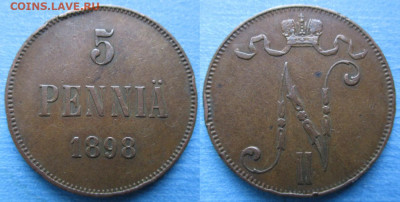 Финляндия 5 пенни 1898  до 22-03-21 в 22:00 - Финляндия 5 пенни 1898    200-ак13-4631