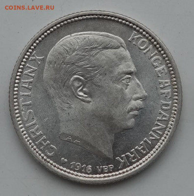 2 кроны 1916 Дания, до 19.03 в 22:00 - дан16-1