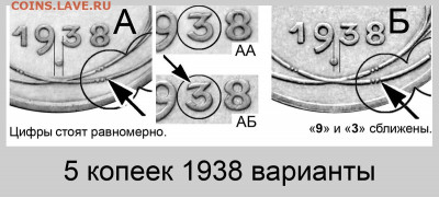 5 копеек 1938 - 5 копеек 1938 варианты