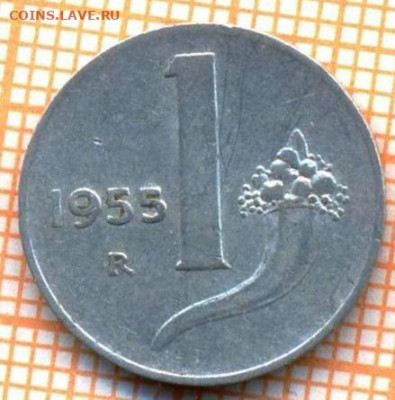 Италия 1 лира 1955 г., до 23.03.2021 г. 22.00 по Москве - Италия 1 лира 1955 2985